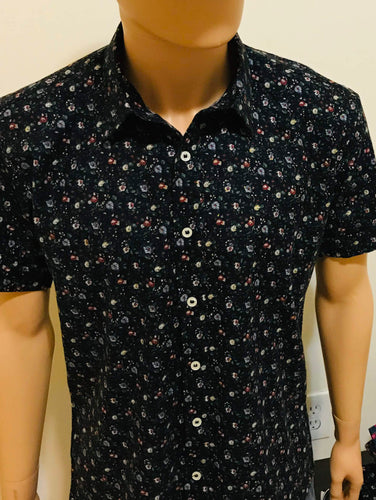 Black Floral Short Sleeve